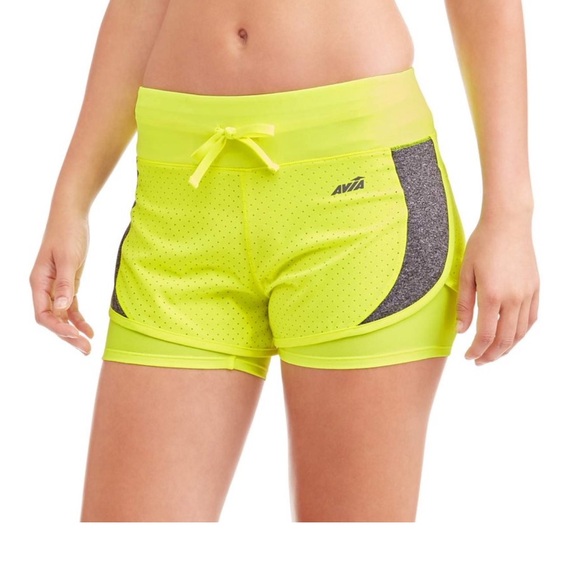 Avia Women's Active Flyaway Running Shorts with Built-in Compression Layer - Picture 2 of 3